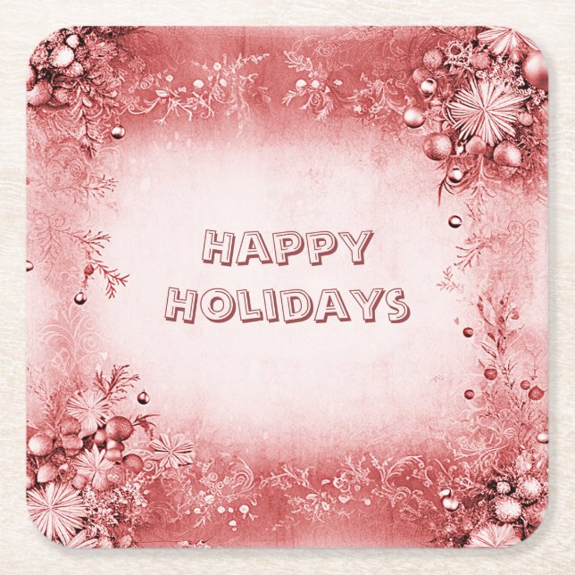 Red Pink Holiday Paper Untersetzer (Vorderseite)