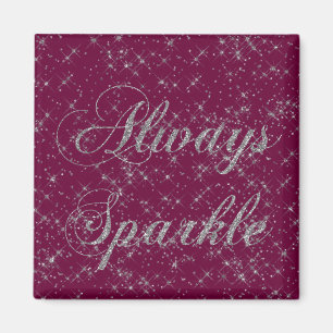 Red Pink Inspiration Sparkle Silver Glitzer Magnet