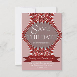 Red Pink Lace Save the Date Hochzeitsankündigung Einladung