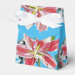 Red Pink Lily Floral Blue Hochzeitstorte Box Geschenkschachtel