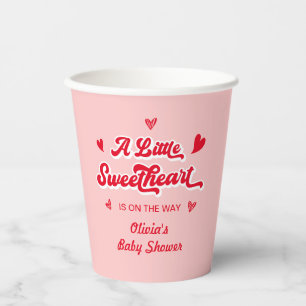 Red Pink Little Sweetheart Valentine Baby Dusche Pappbecher