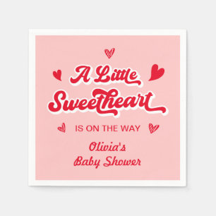 Red Pink Little Sweetheart Valentine Baby Dusche Serviette