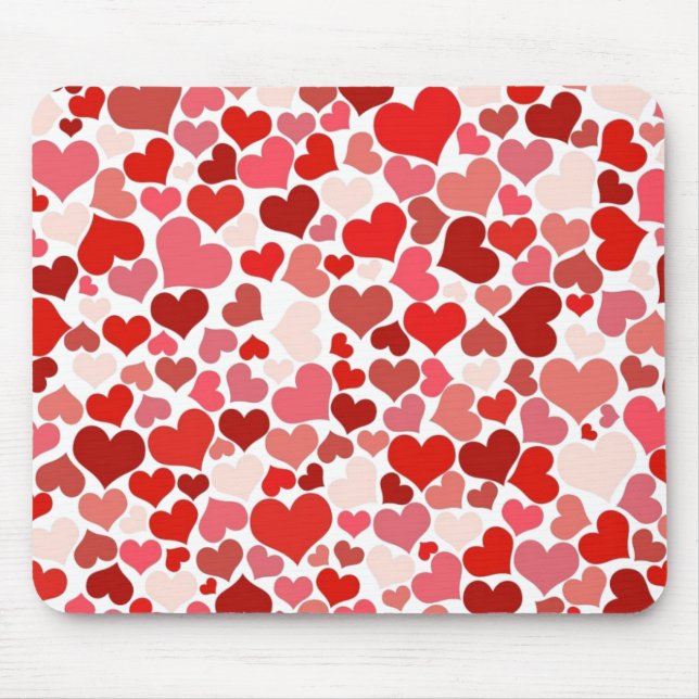 Red Pink Love Hearts Mosaic Mousepad (Vorne)