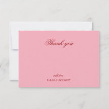 Red pink Minimalist Script Wedding Thank You 