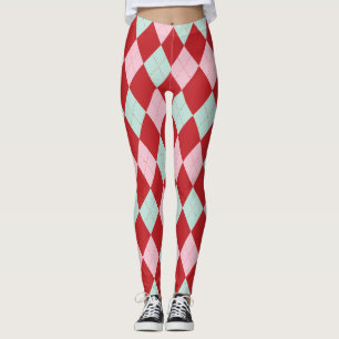 Red Pink & Minze Weihnachtsfeiertage Leggings Raut