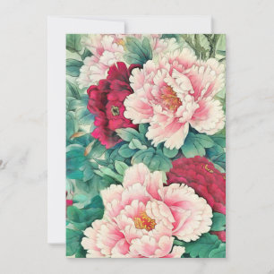 Red Pink Peonies & Green Blätter Vielen Dank Feiertagskarte