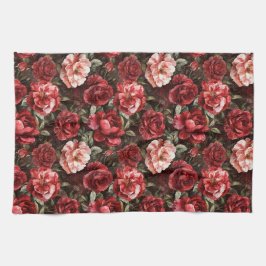 Red Pink Rose Flowers Geschirrtuch
