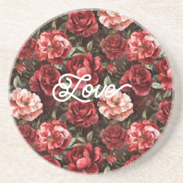 Red Pink Rose Flowers Getränkeuntersetzer