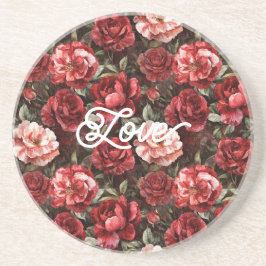 Red Pink Rose Flowers Getränkeuntersetzer