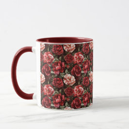 Red Pink Rose Flowers Tasse