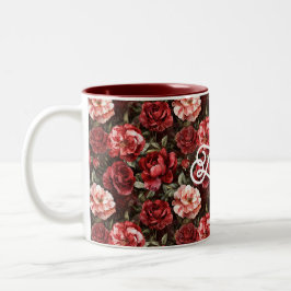 Red Pink Rose Flowers Zweifarbige Tasse