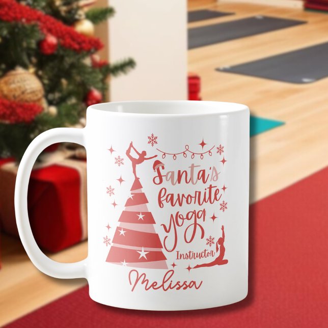 Red Pink Santa's Lieblings-Yoga-Instruktor Kaffeetasse (Von Creator hochgeladen)