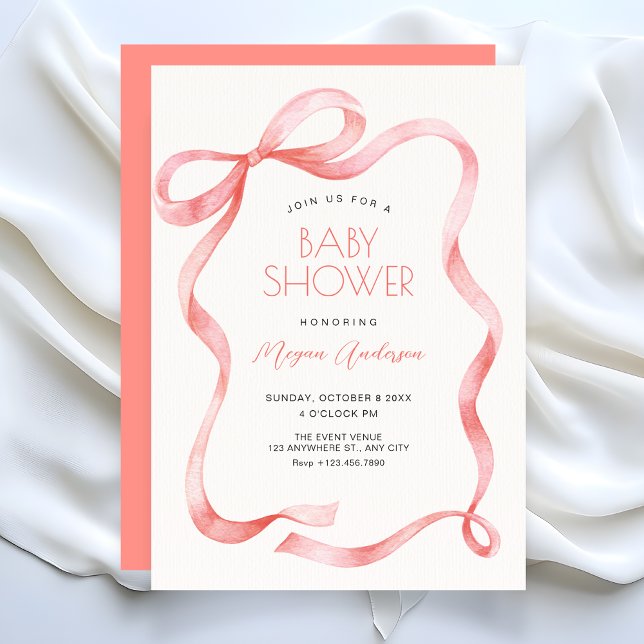 Red pink soft ribbon bow einladung (Von Creator hochgeladen)