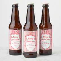 Red Pink Stripes & Bow Frame Christmas