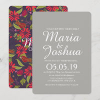 Red Pink Tulip Daisy Rose Mix Pattern Hochzeit