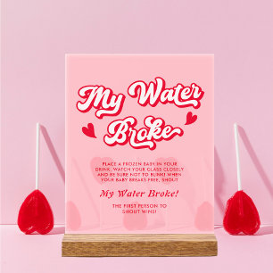 Red Pink Valentine Baby Dusche Mein Wasser Broke S Acrylschild