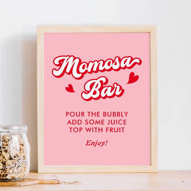 Red Pink Valentines Baby Dusche Momosa Bar Poster (Von Creator hochgeladen)