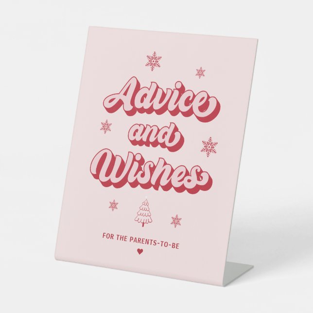 Red Pink Weihnachtsdusche Wünsche und Ratschläge Sockelschild (Vorderseite)