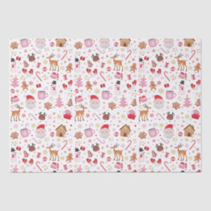 Red Pink Weihnachtsmann Claus Reindeer Wonderland Seidenpapier