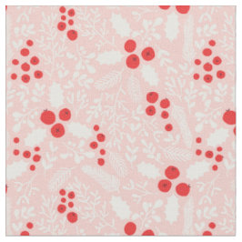 Red Pink White Holly Berries Mistletoe Weihnachten Stoff