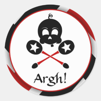 Red Pirate Baby Skull & Cross Rails Sm Aufkleber