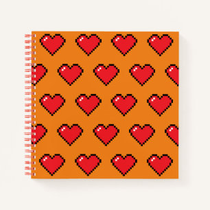 Red Pixel Herz Muster Notizbuch