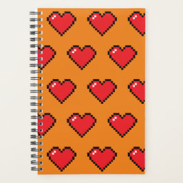 Red Pixel Herz Muster Planer