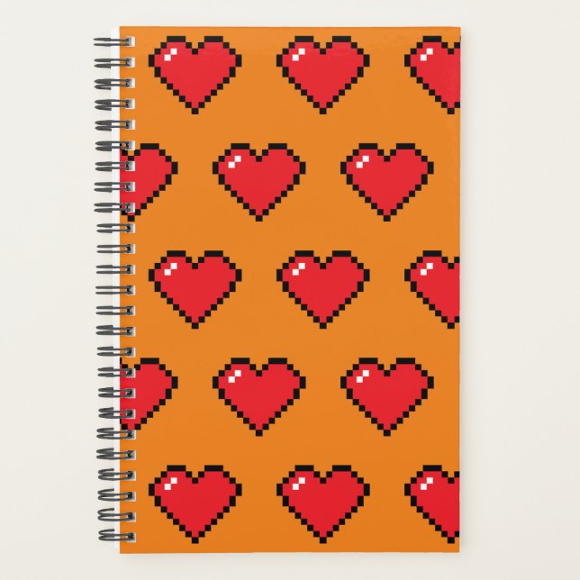 Red Pixel Herz Muster Planer (Vorderseite)