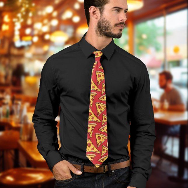 Red Pizza Cartoon Fun & Stylish Krawatte (Red Pizza Cartoon Fun & Stylish Neck Tie)