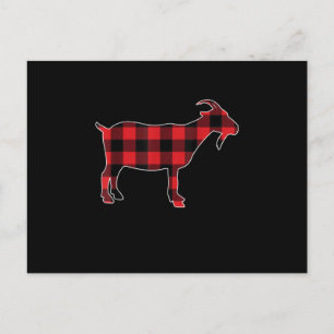 Red Pläd Goat Santa Christmas Einladungspostkarte