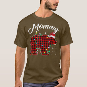 Red Pläd Mommy Bear Matching Buffalo Pajama T-Shirt