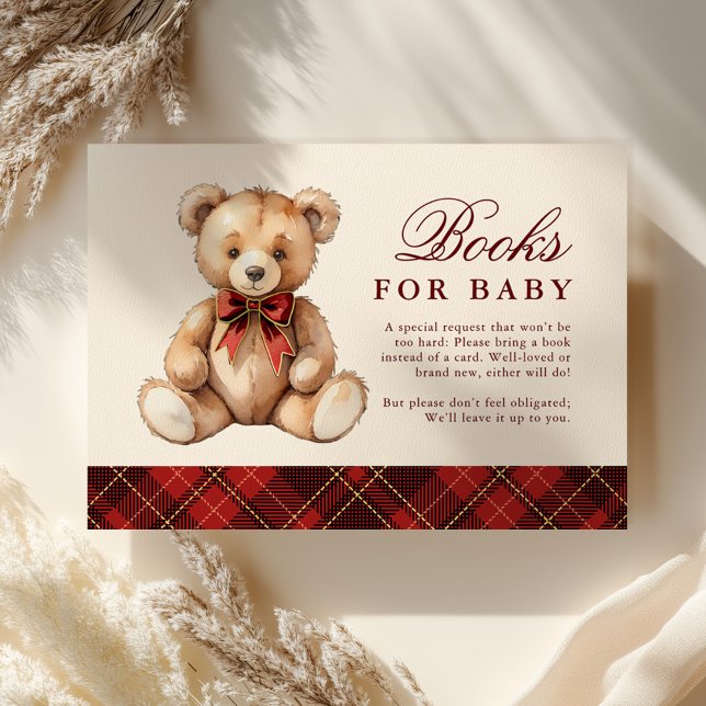 Red Plaid Bear Baby Shower Books For Baby Begleitkarte (Von Creator hochgeladen)