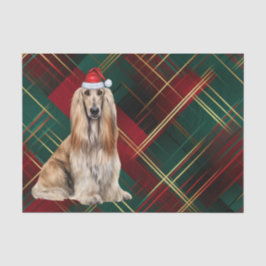 Red Plaid Christmas Afghan Hound Dog Holiday Seidenpapier