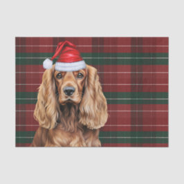 Red Plaid Cocker Spaniel Dog Christmas Seidenpapier