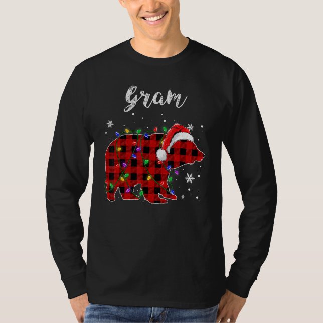 Red Plaid Gram Bear Matching Family Christmas Paja T-Shirt (Vorderseite)