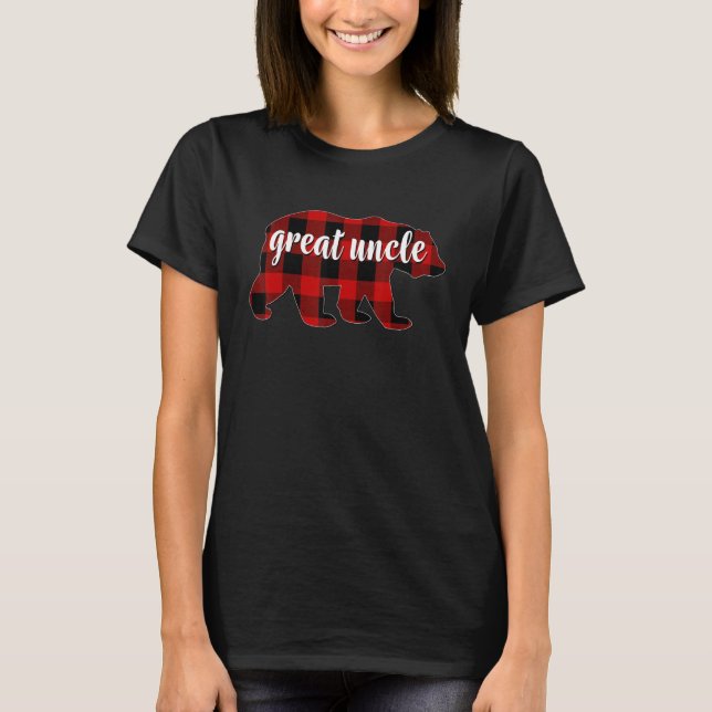 Red Plaid Great Uncle Bear Matching Family Buffalo T-Shirt (Vorderseite)