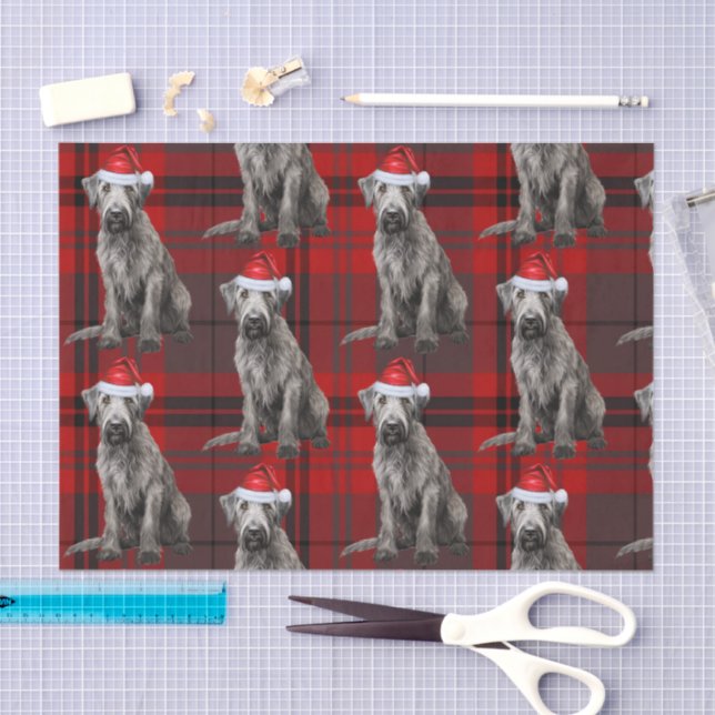 Red Plaid Irish Wolfhound Dog Holiday Seidenpapier (Handwerk)
