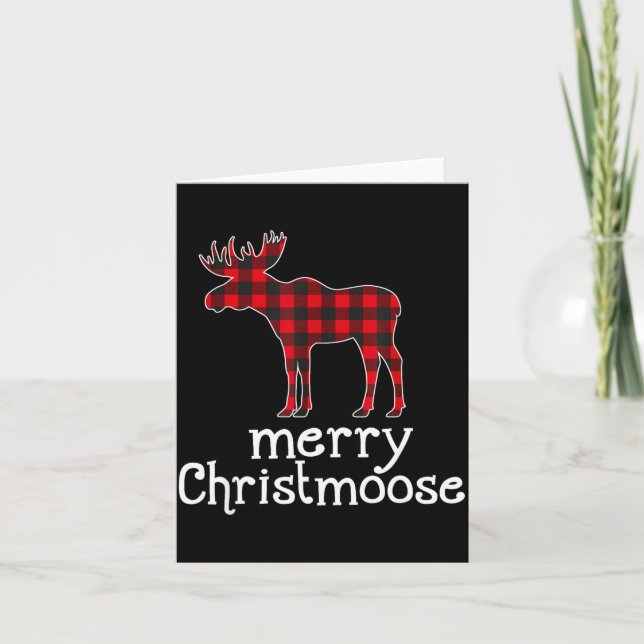Red Plaid Merry Christmoose Christmas Moose Lovers Karte (Vorderseite)