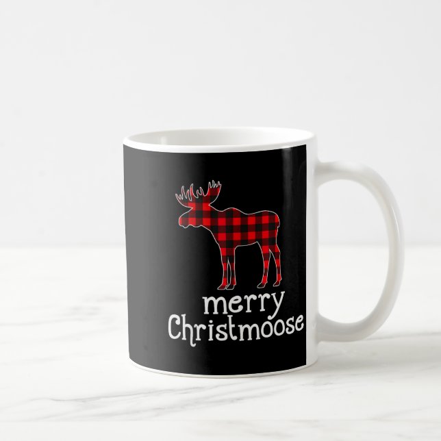 Red Plaid Merry Christmoose Christmas T Shirt Moos Kaffeetasse (Rechts)