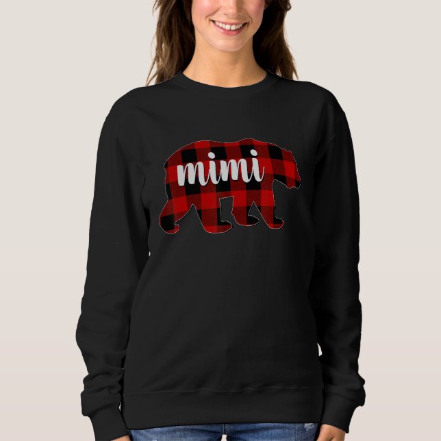 Red Plaid Mimi Bear Matching Family Buffalo Christ Sweatshirt (Vorderseite)