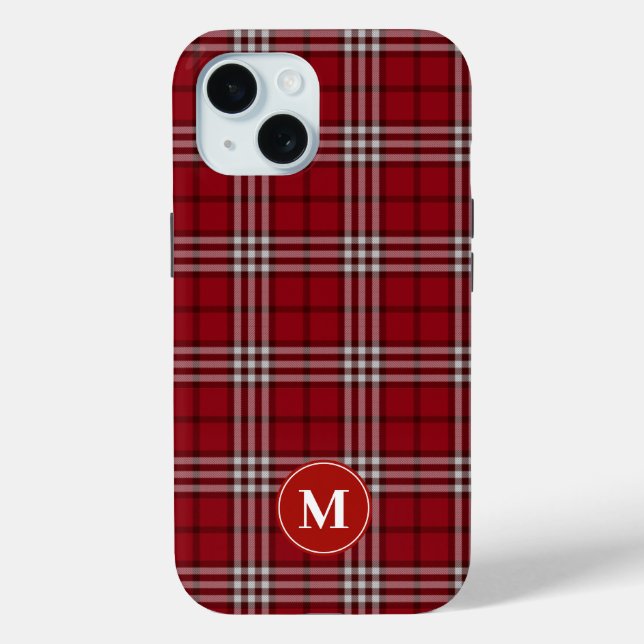 Red Plaid monogrammed Case-Mate iPhone Hülle (Rückseite)