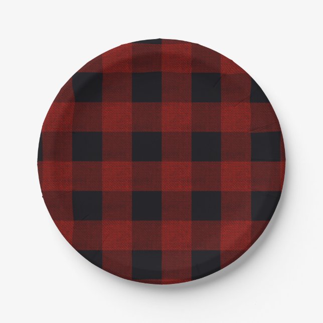 Red Plaid Pappteller (Vorderseite)
