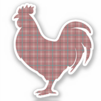 Red Plaid Rooster Aufkleber