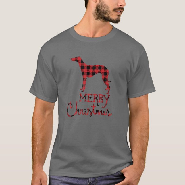 Red Plaid Whippet Dog Lover Christmas Matching Fam T-Shirt (Vorderseite)