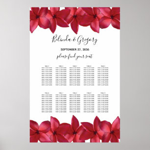 Red Plumeria Frangipani Hochzeitskarte Poster