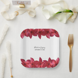 Red Plumeria Frangipani Wedding Pappteller