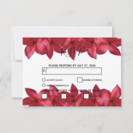 Red Plumeria Frangipani Wedding RSVP Cards Karte