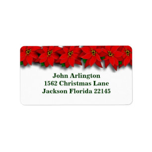 Red Poinsetta Address Labels Adressaufkleber