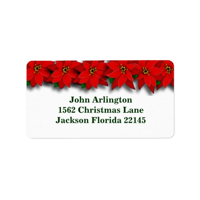 Red Poinsetta Address Labels Adressaufkleber (Vorne)