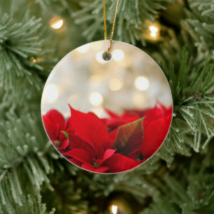 Red Poinsetta Keramik Ornament